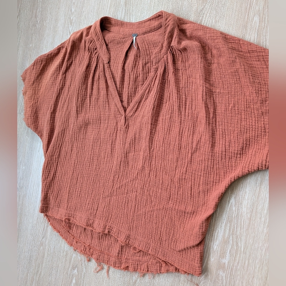 Young Fabolous & Broke Blouse Women's XS Textured Rust Orange Oversized - Picture 2 of 8